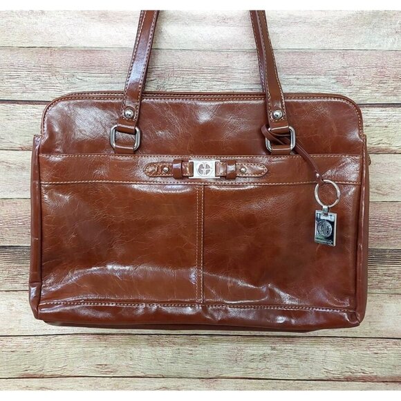 Giani Bernini Large Purse Tote Laptop Shoulder Bag Purse In Glazed Vegan Leather - Picture 2 of 9